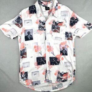 Born X Raised Not Dead Shirt Mens L Multi White Rayon Short Sleeve Graphic LA